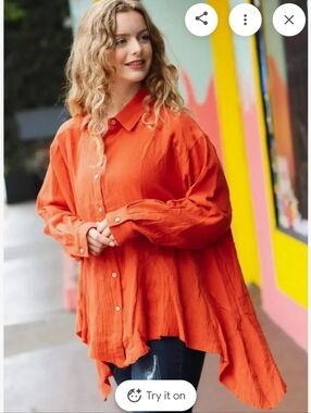 Cotton Sharkbite Hem Shirt